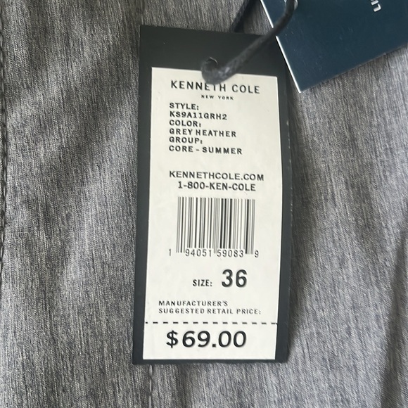 New Kenneth Cole Men's Size 36 Tech Shorts Slim Fit, Gray Heather - Picture 2 of 7